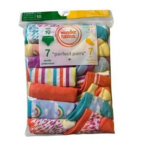 Wonder Nation Girls 7 Perfect Pairs 7 Briefs size 10 and 7 Socks M 10.5 - 4 New